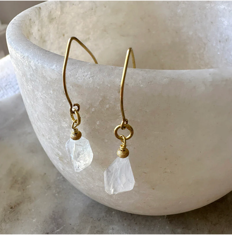 Moonstone Nugget Drop Earrings