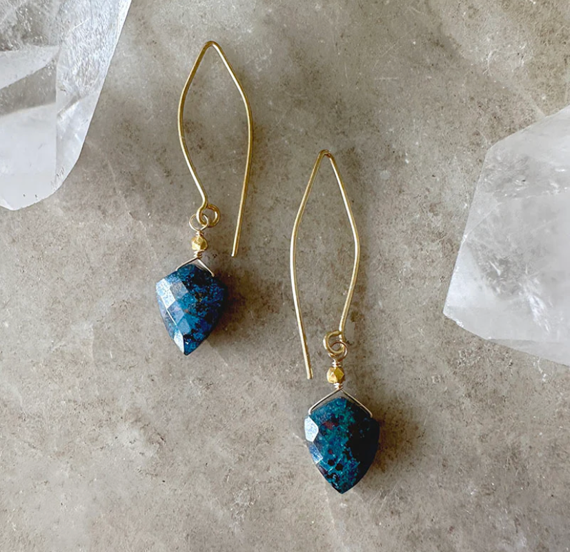 Azurite Gemstone Drop Earrings