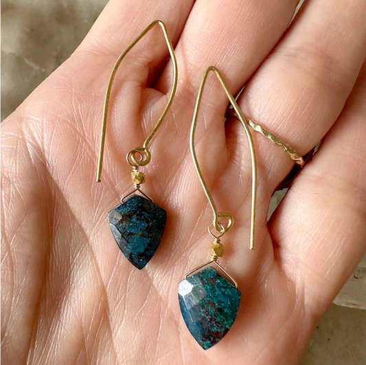 Azurite Gemstone Drop Earrings