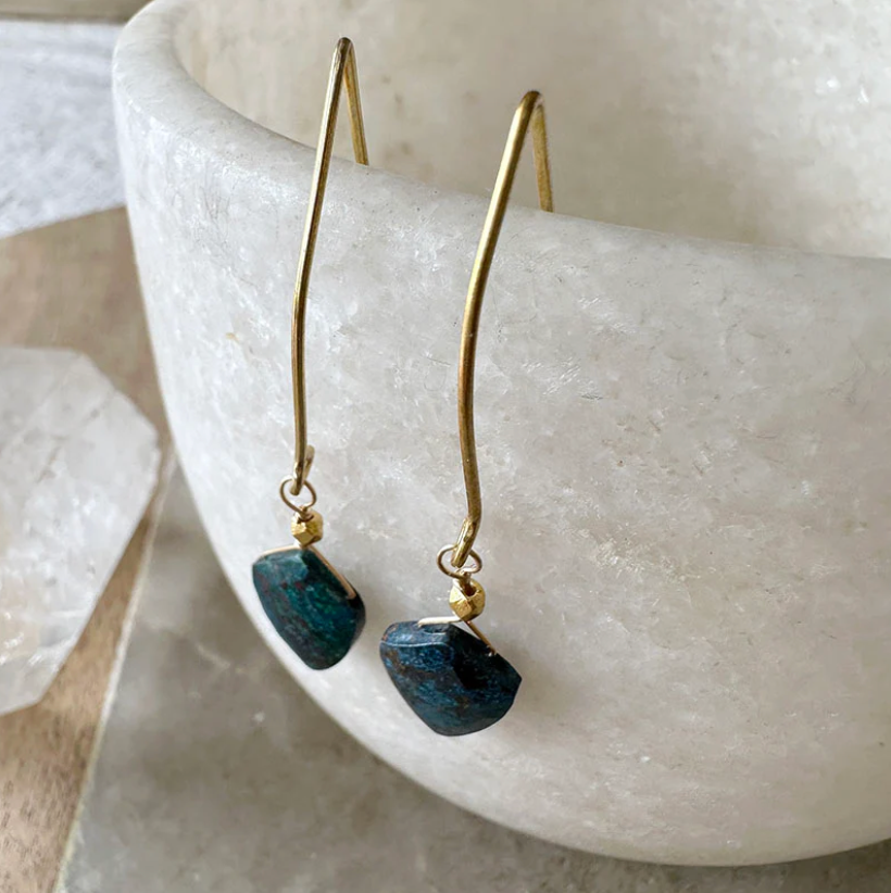 Azurite Gemstone Drop Earrings