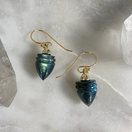 Carved Labradorite Drop Earrings