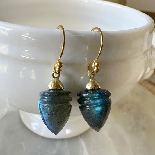 Carved Labradorite Drop Earrings