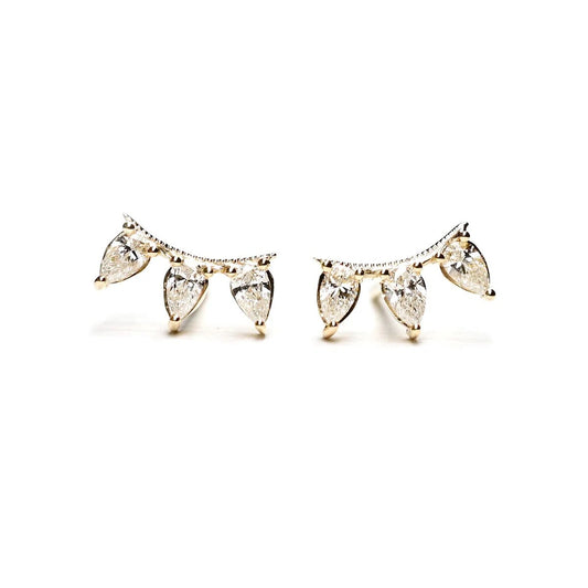 14k Gold + White Diamond 'Rain' Stud Earrings