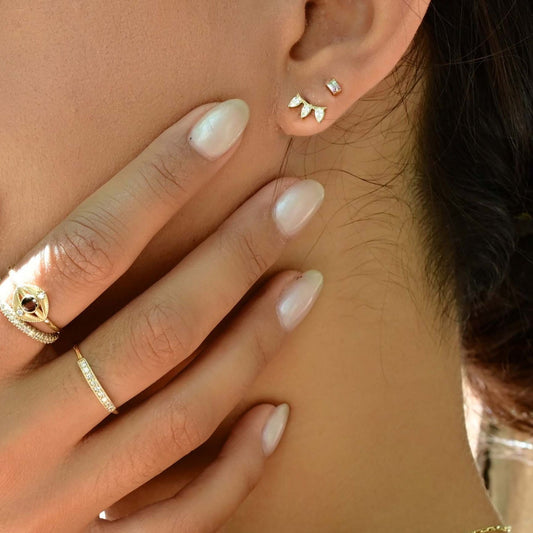 14k Gold + White Diamond 'Rain' Stud Earrings