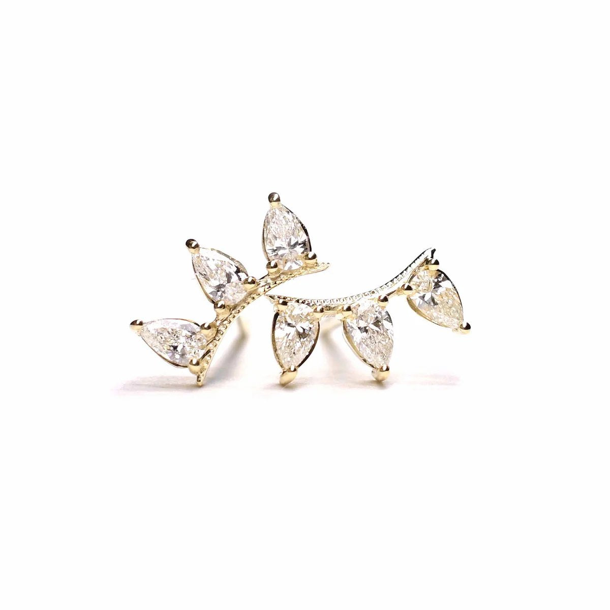 14k Gold + White Diamond 'Rain' Stud Earrings