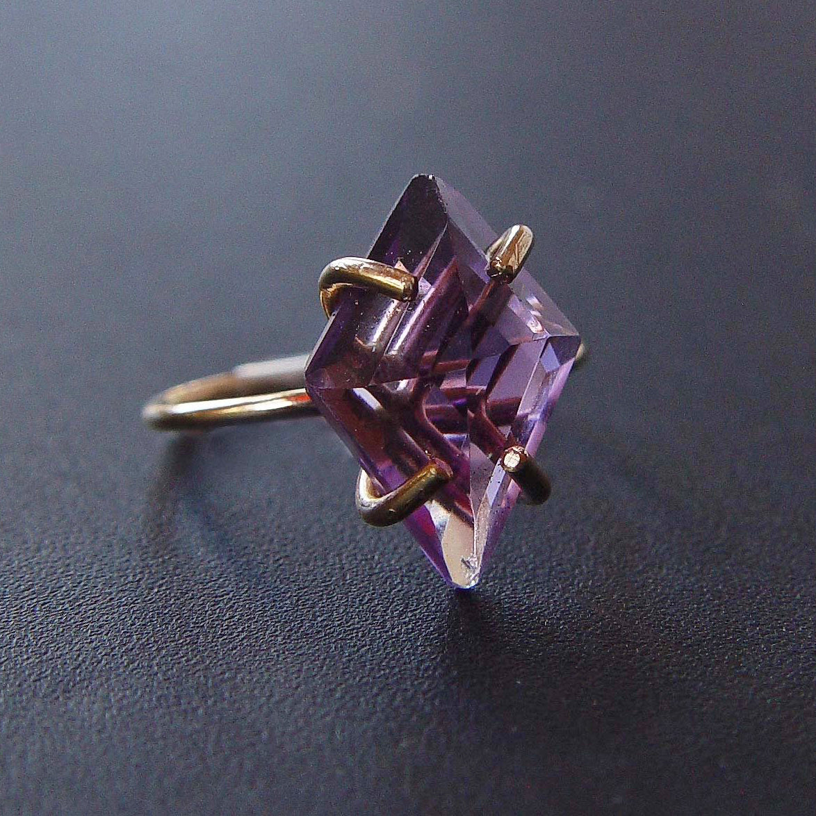 Faceted Herkimer Amethyst Gold Fill Ring