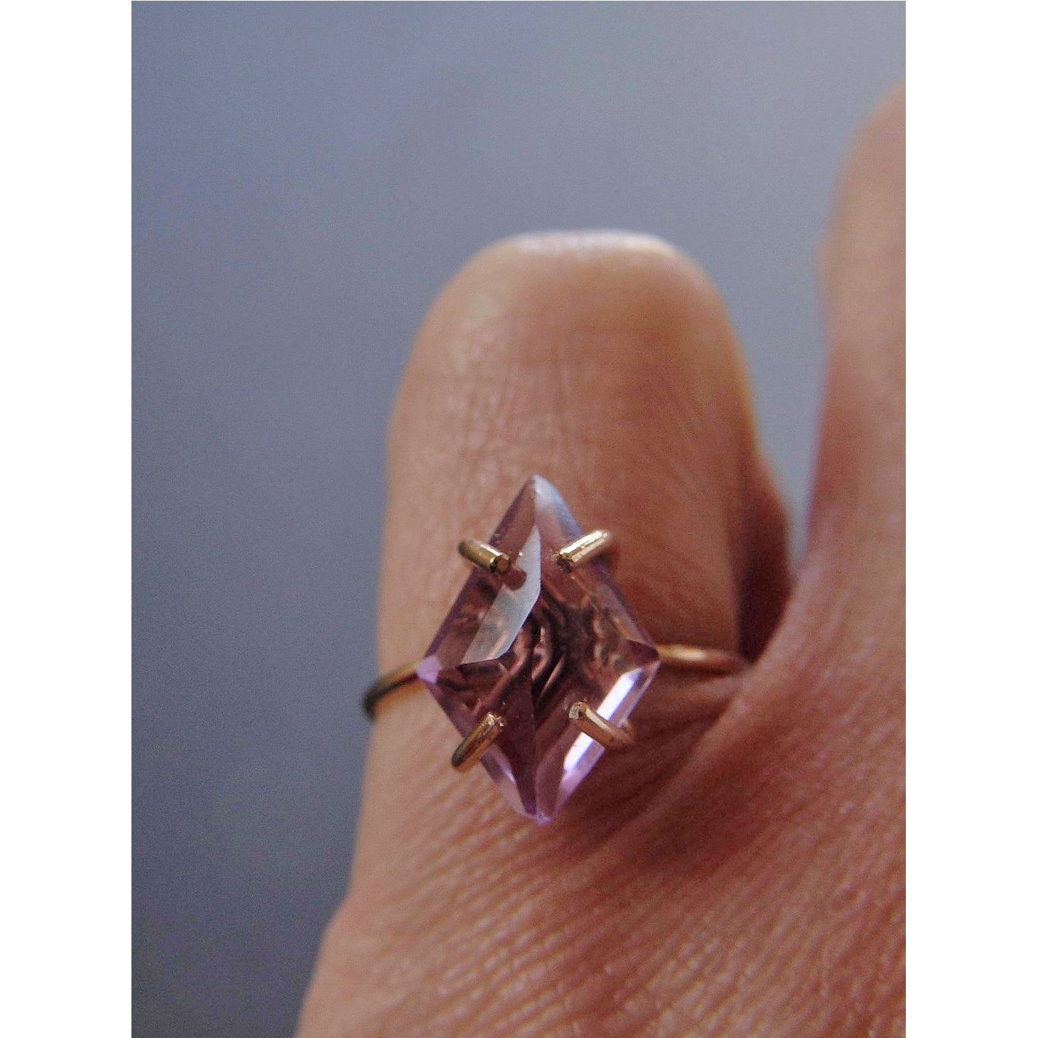 Faceted Herkimer Amethyst Gold Fill Ring