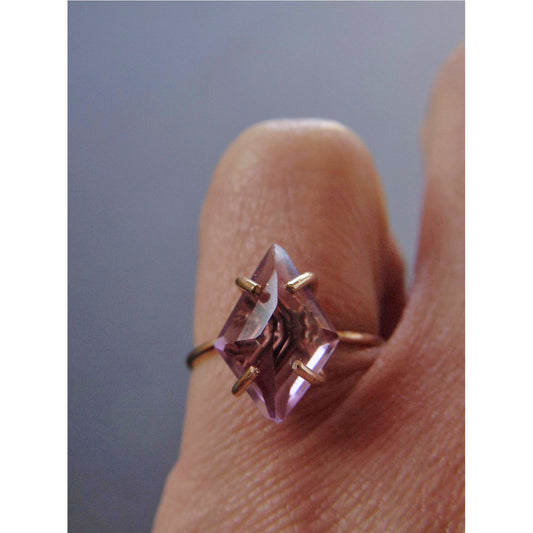 Faceted Herkimer Amethyst Gold Fill Ring