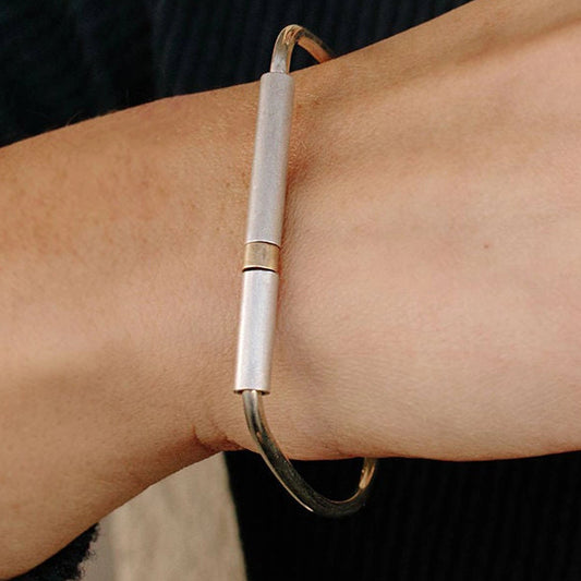 Gold + Silver Repetition Bangle Bracelet