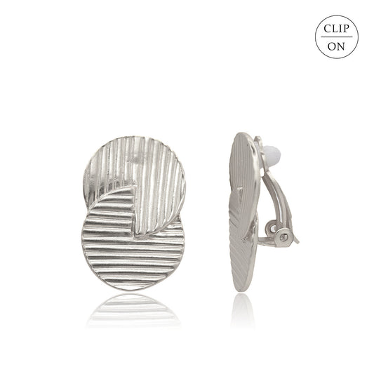 Retro Circle Clip-On Earrings - Gold or Silver
