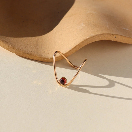 Rising Tide Garnet Ring - Gold Fill