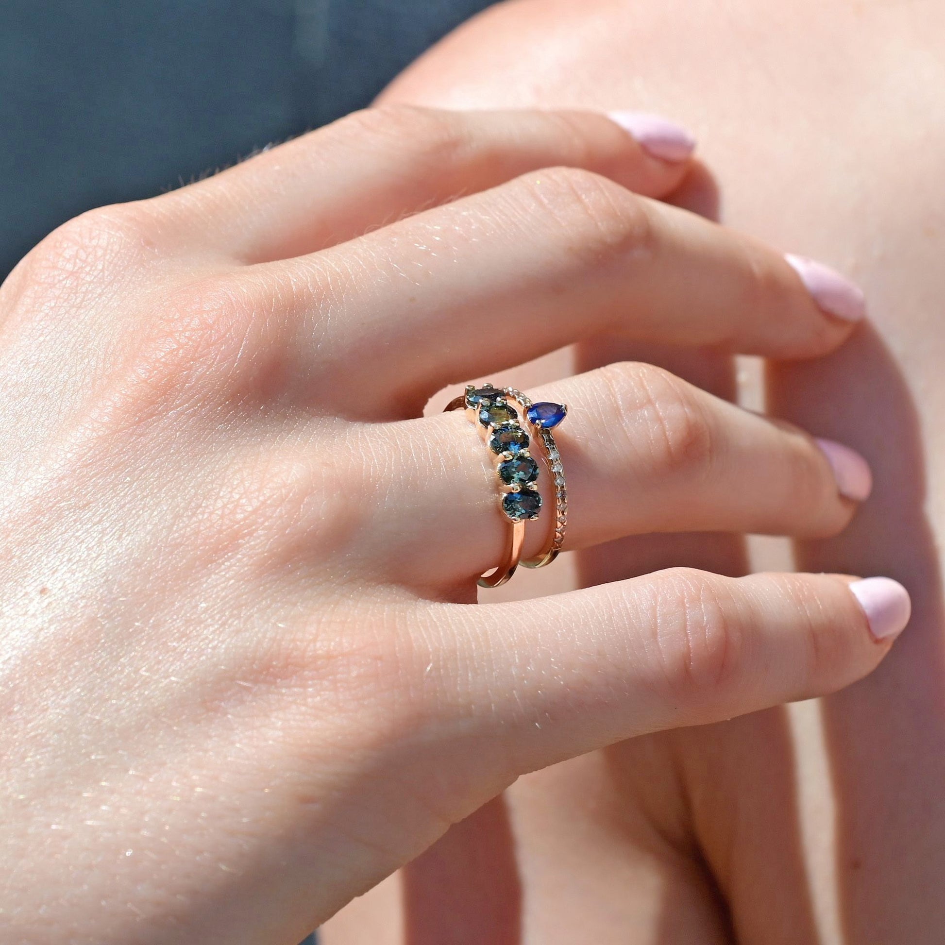 14k Gold + Teal Montana Sapphire 'Royal Mile' Ring