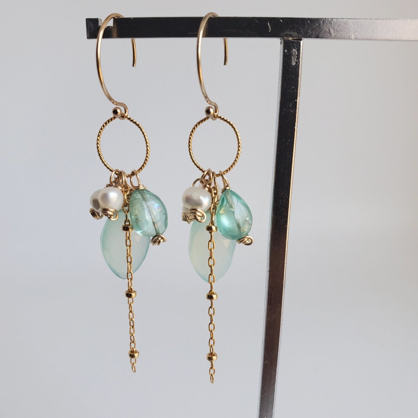 Ocean Gemstone Cluster Earrings - Gold Fill