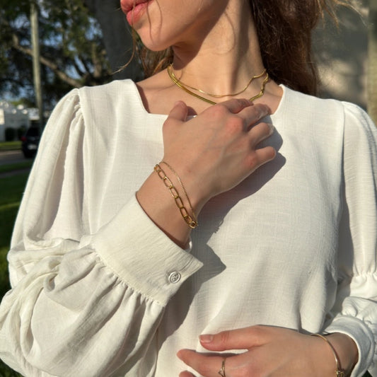 Twisted Oval Chain Bracelet – Gold Filled