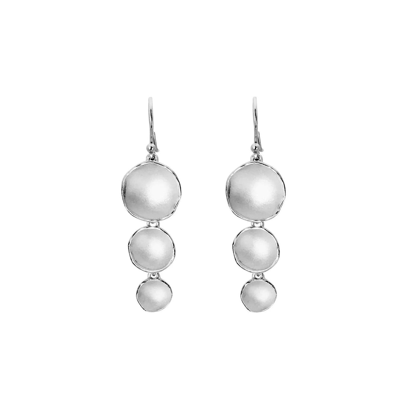 Sterling Silver Triple Dishy Dangle Earrings