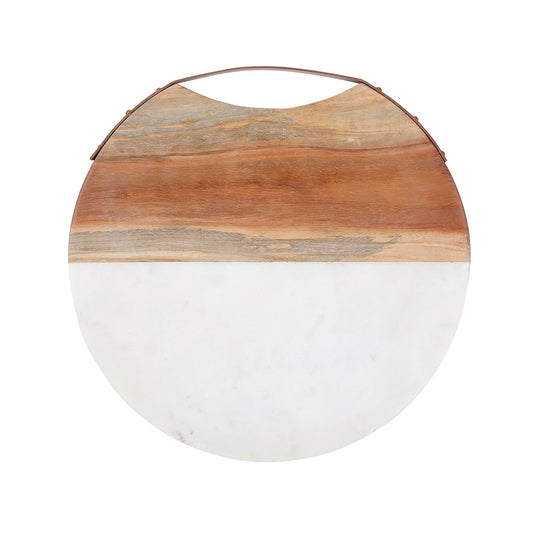 Round Acacia Wood + Marble Cheese Board
