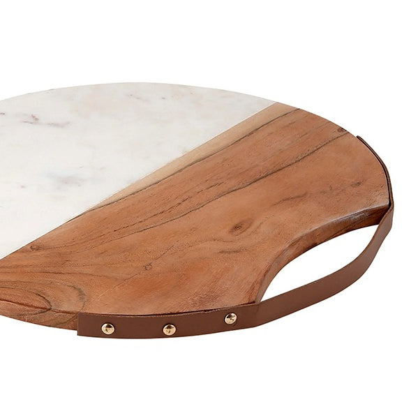 Round Acacia Wood + Marble Cheese Board