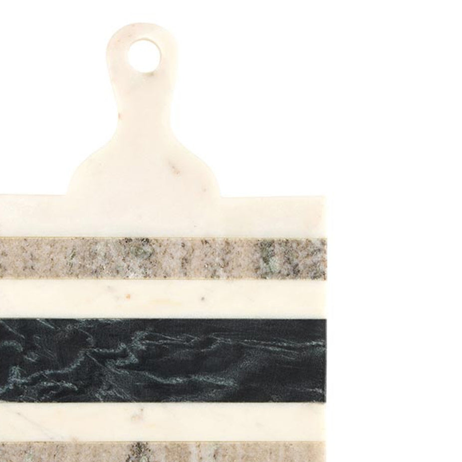 Striped Marble Charcuterie Board with Handle