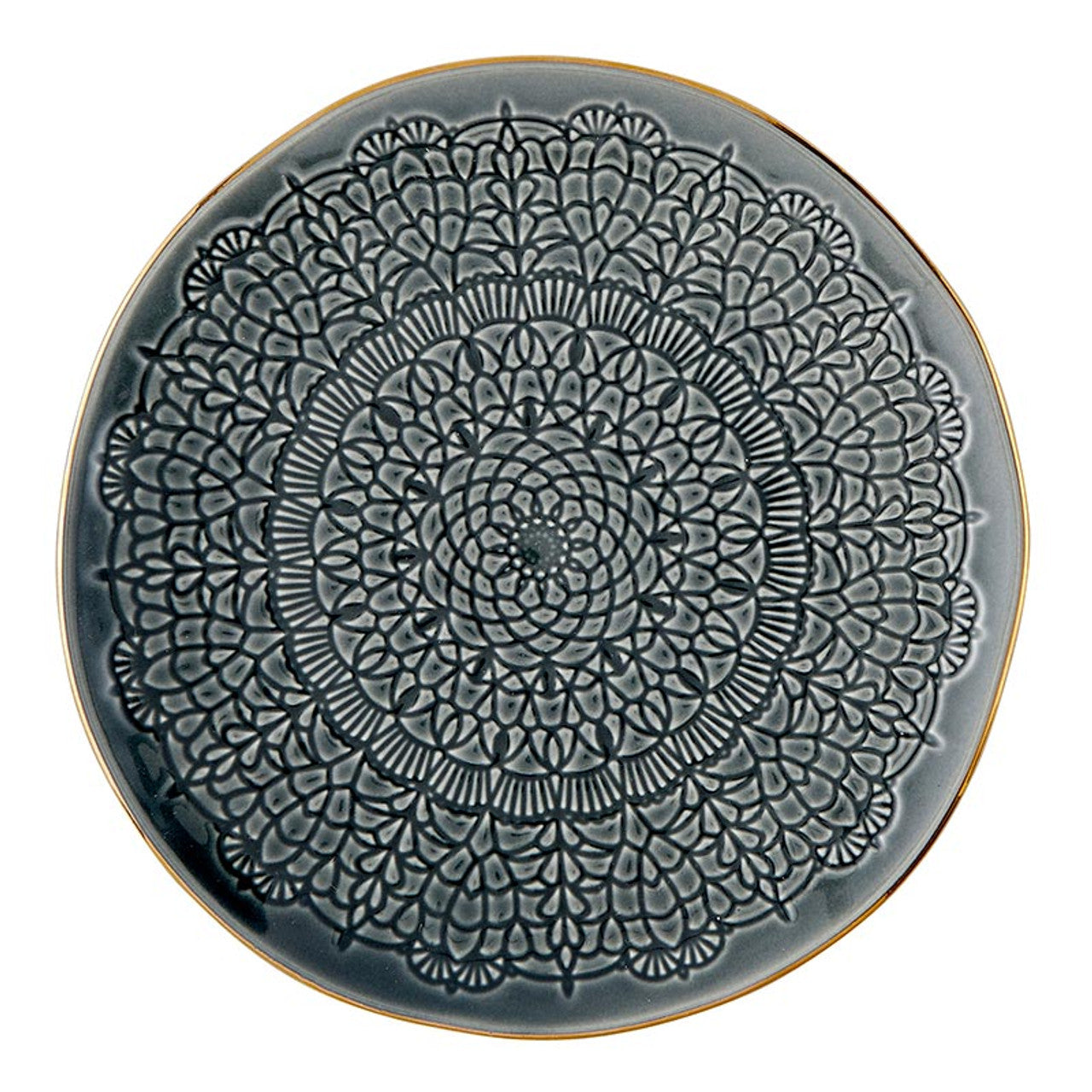 Gold Rim Debossed Appetizer Plates – Set of 4