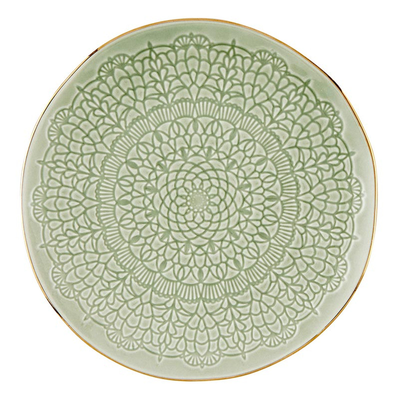 Gold Rim Debossed Appetizer Plates – Set of 4