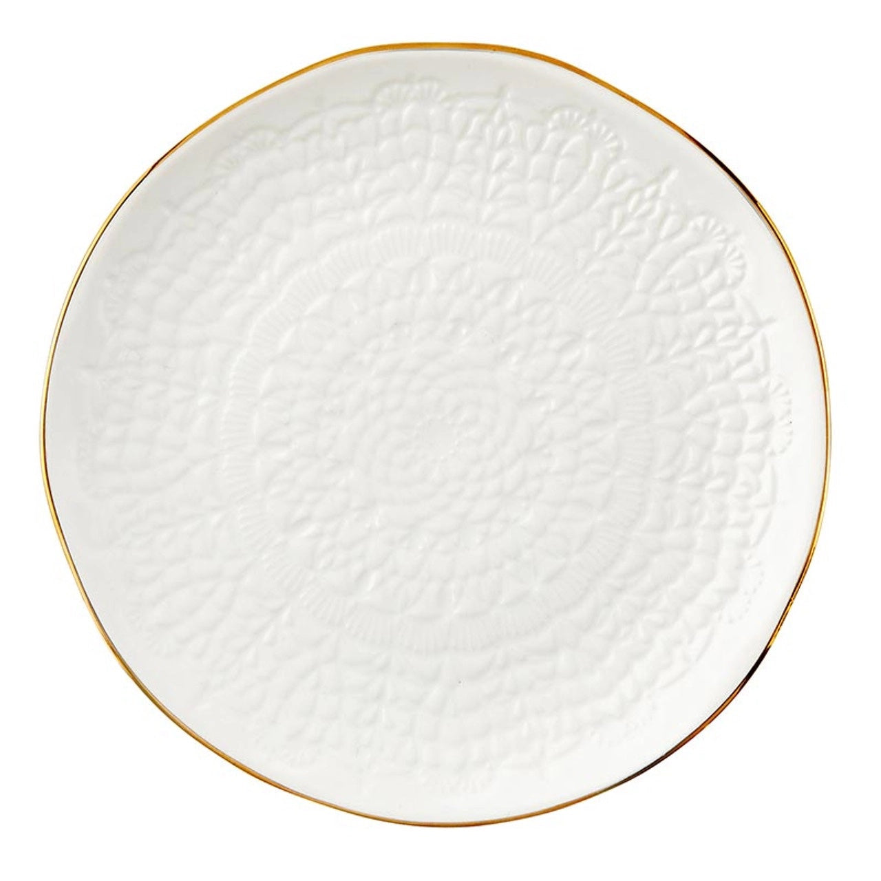 Gold Rim Debossed Appetizer Plates – Set of 4