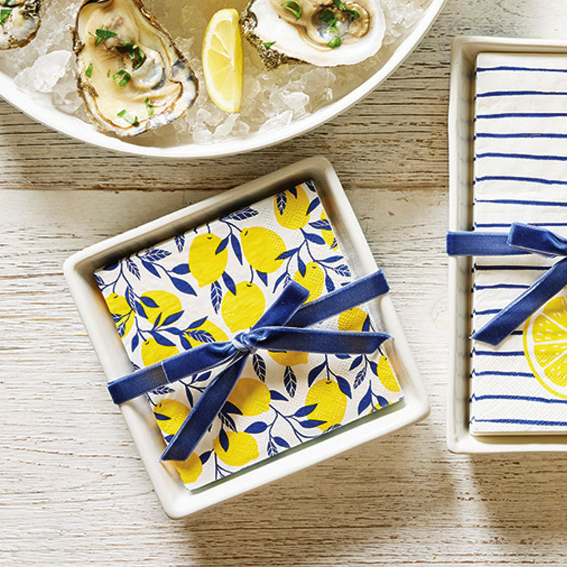 Ceramic Napkin Tray + Paper Napkins – Lemons