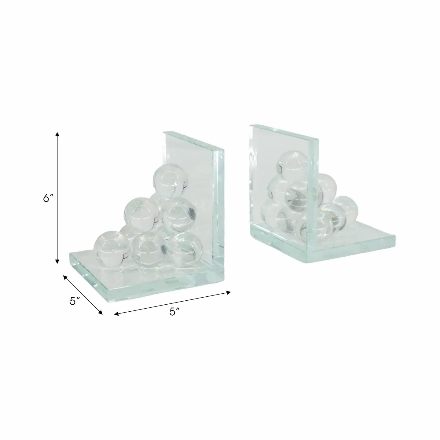 Clear Crystal Stacked Spheres Bookends (Set of 2)