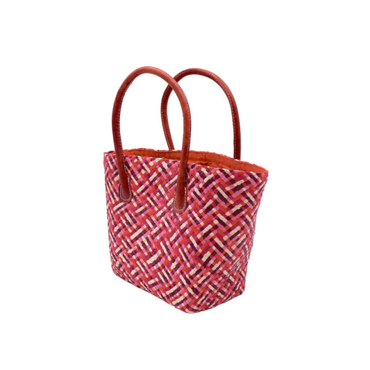 Pianina Small Woven Straw Basket Bag - Passion Multi