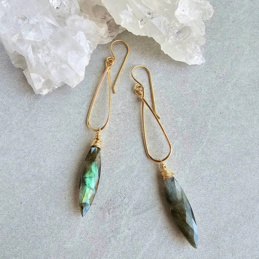 Saiorse Earrings - Labradorite Drops