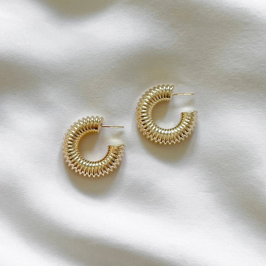 Gold Filled Small Accordian Hoop Earrings