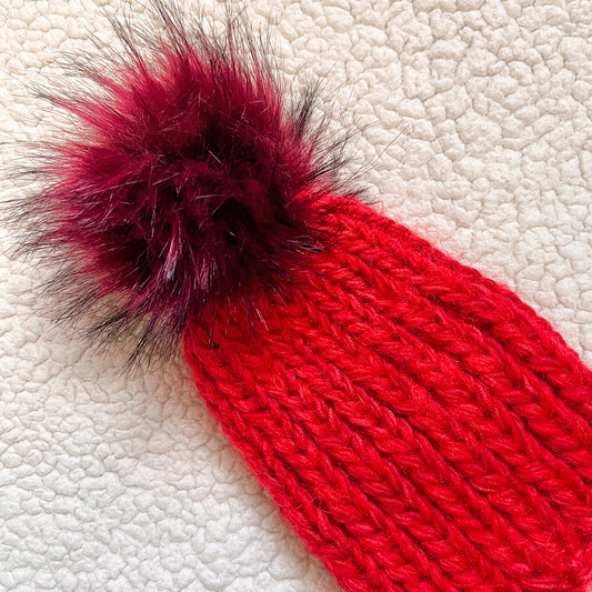 Handknit Pom-Pom Beanie (Select Color) Scarlett