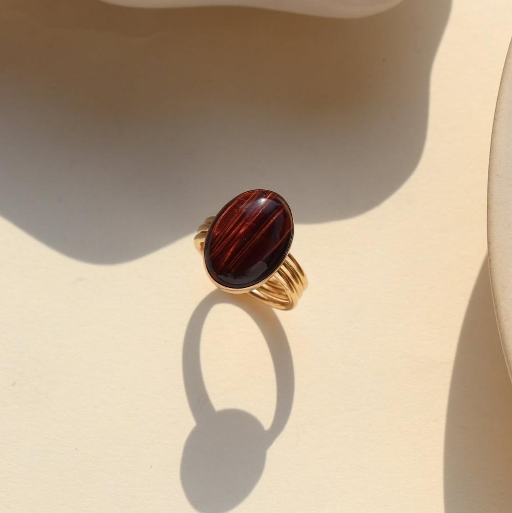 Red Tiger Eye Ring - Gold Fill