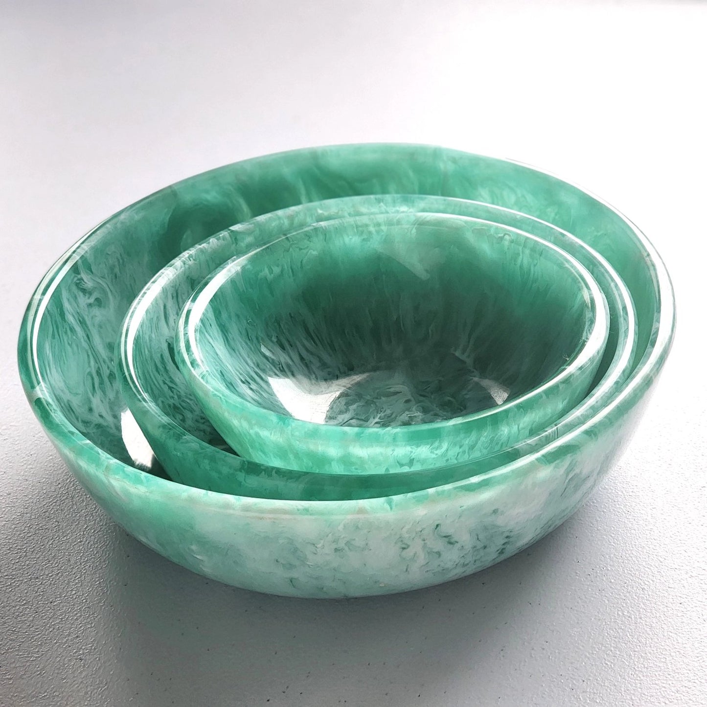 Set of 3 Resin Serving Bowls Teal