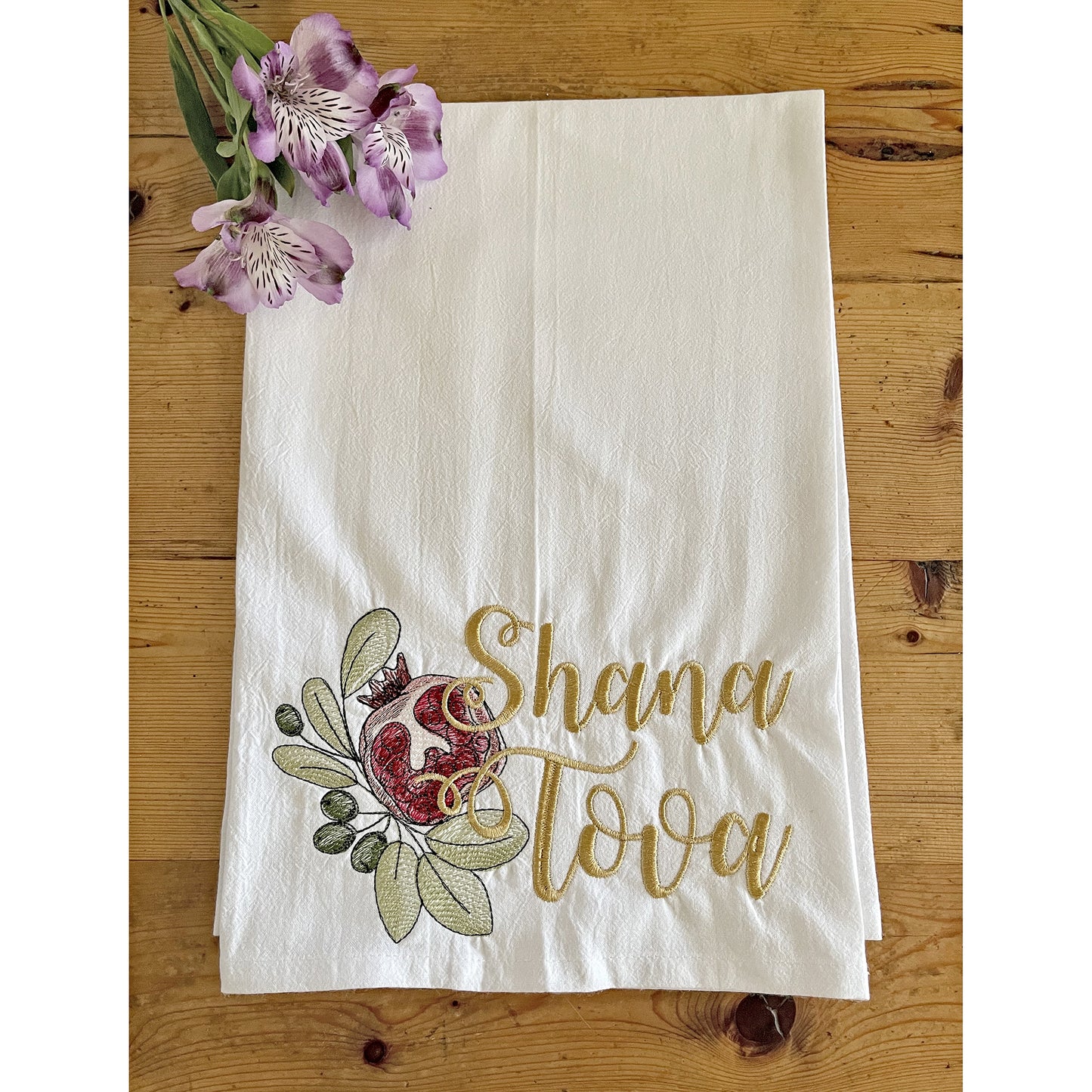 Shana Tova - Embroidered Flour Sack Kitchen Towel