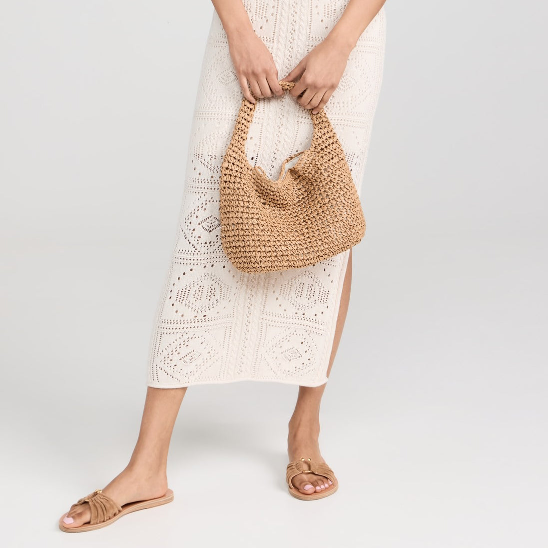 Straw Slouch Bag - Toast