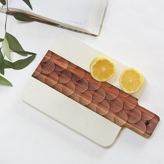 Small Marble + Engraved Acacia Wood Serving/Cutting Board