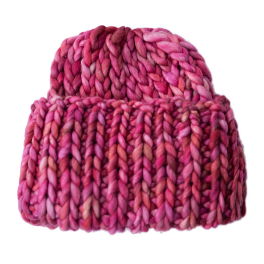 Roving Wool Beanie Hat - English Rose