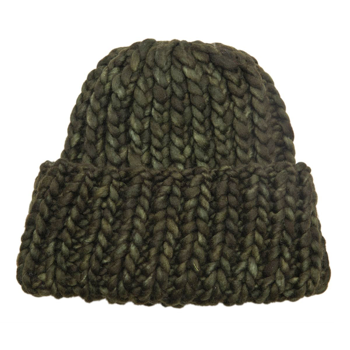 Roving Wool Beanie Hat - Olive