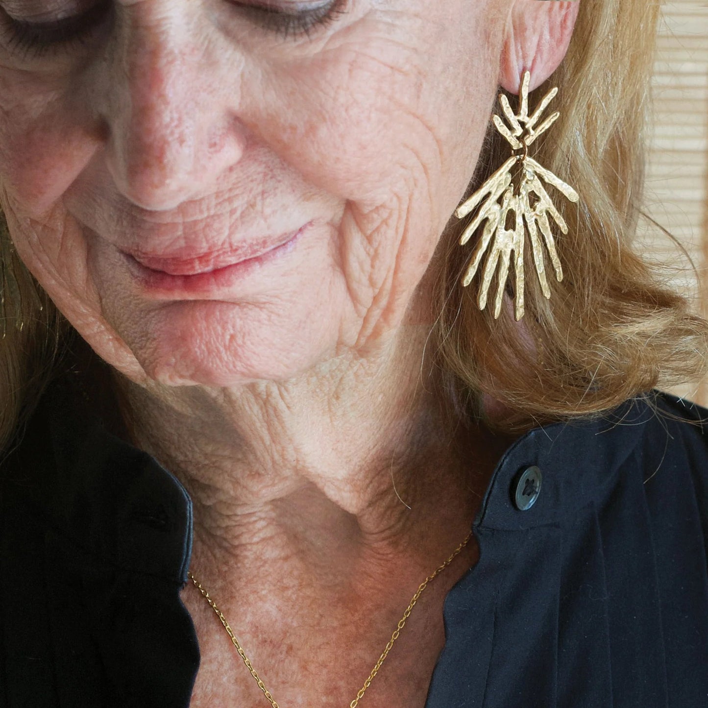 Hammered Brass 'Solaris' Statement Post Earrings