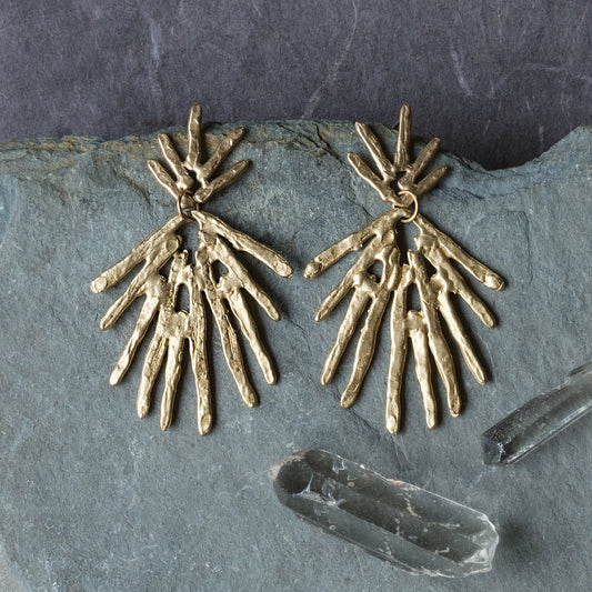 Hammered Brass 'Solaris' Statement Post Earrings