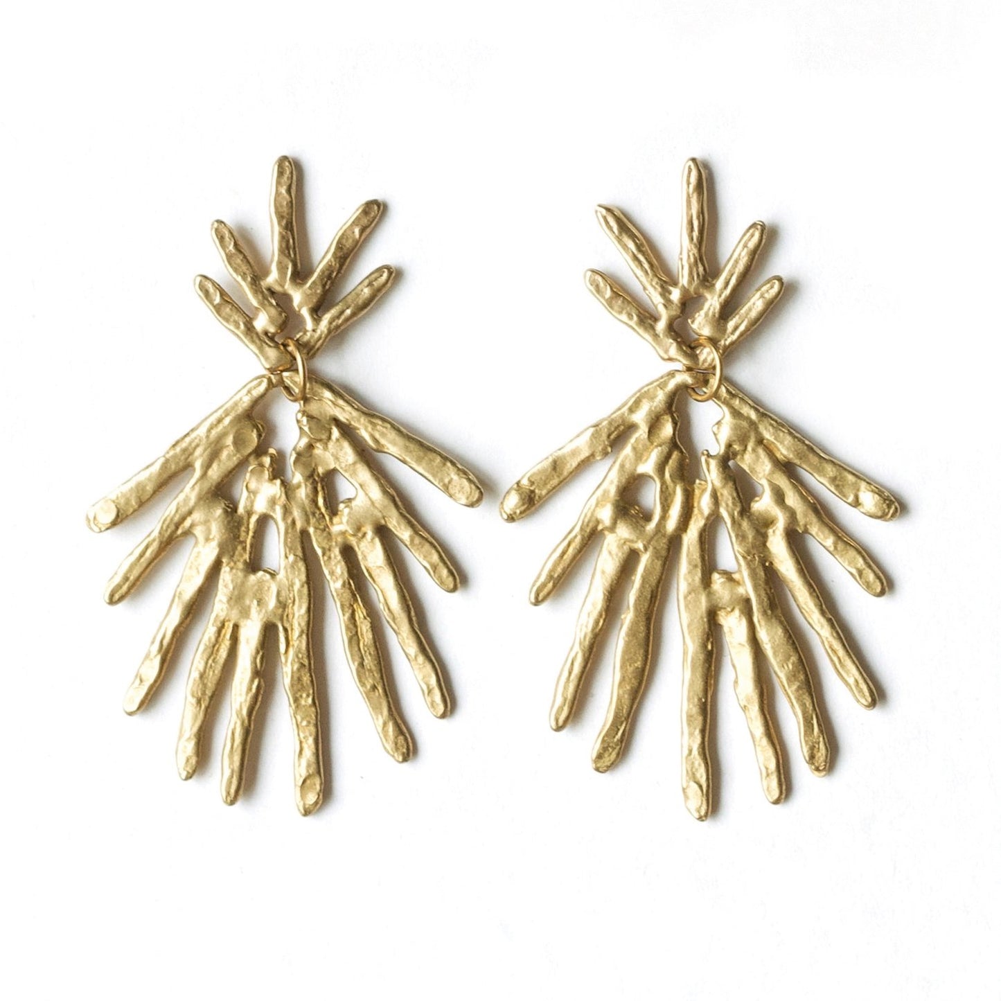 Hammered Brass 'Solaris' Statement Post Earrings