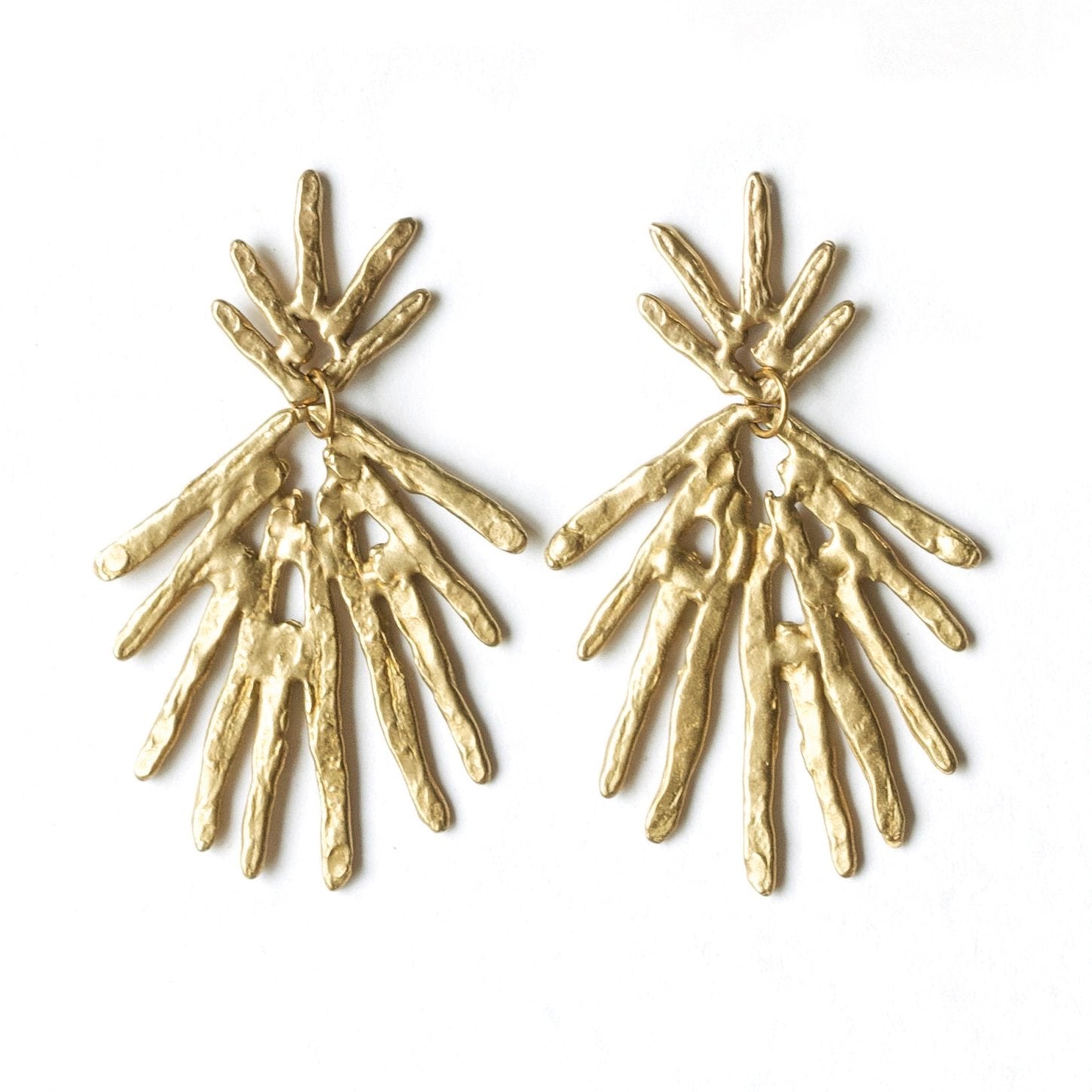 Hammered Brass 'Solaris' Statement Post Earrings