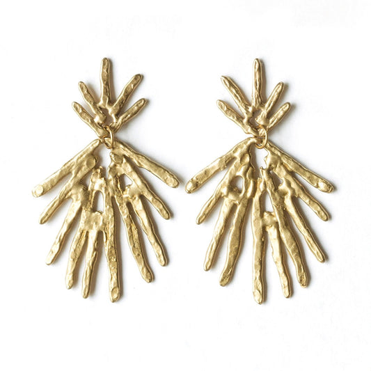 Hammered Brass 'Solaris' Statement Post Earrings