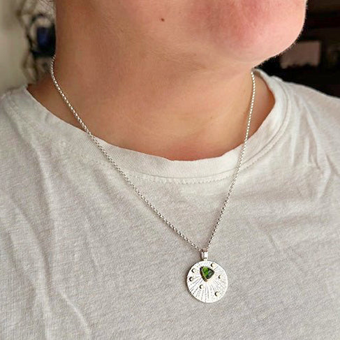 Sterling Silver + 14k Gold 'Soulshine' Pendant Necklace with Green Tourmaline