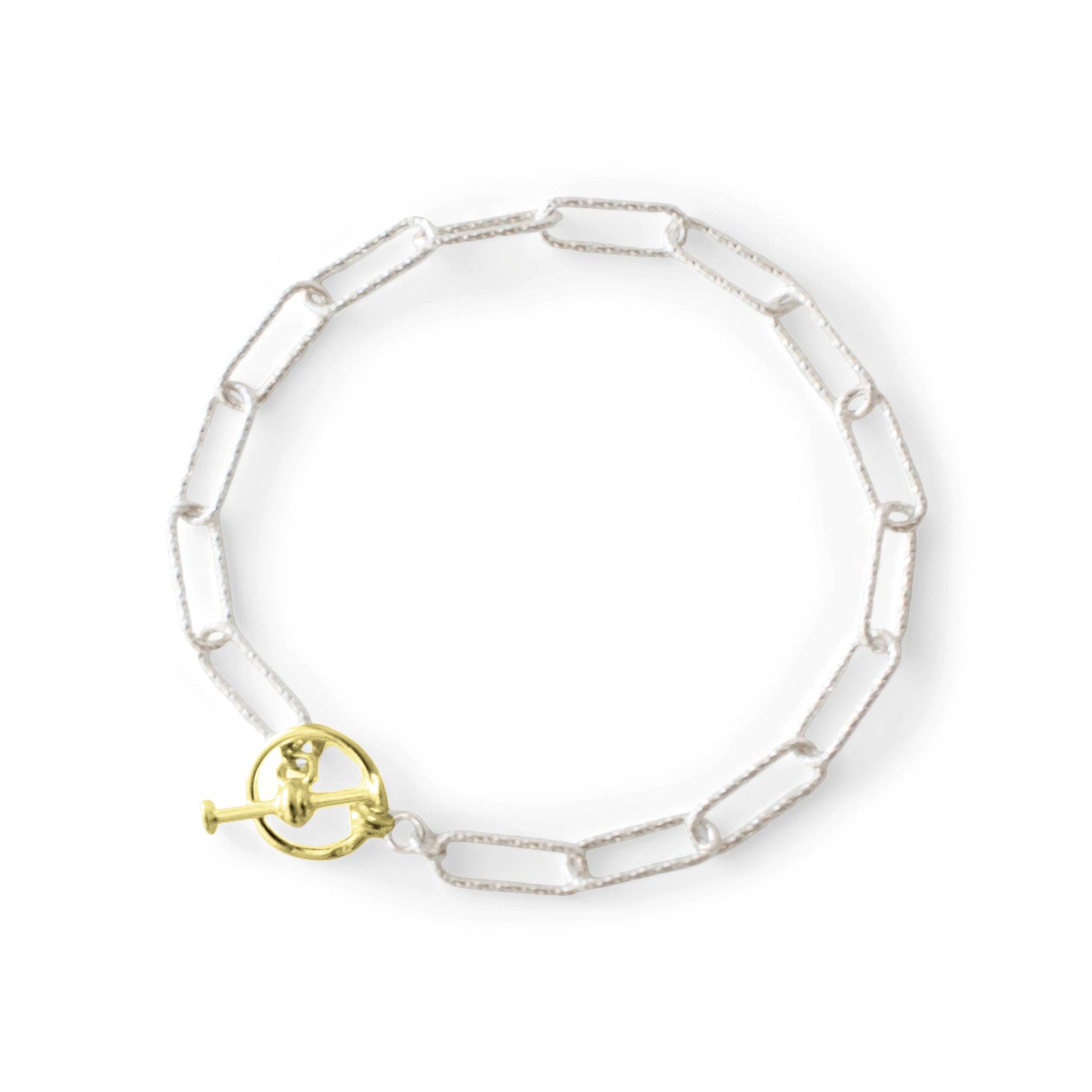 Sparkle Box Silver Link Bracelet with Gold Toggle Clasp