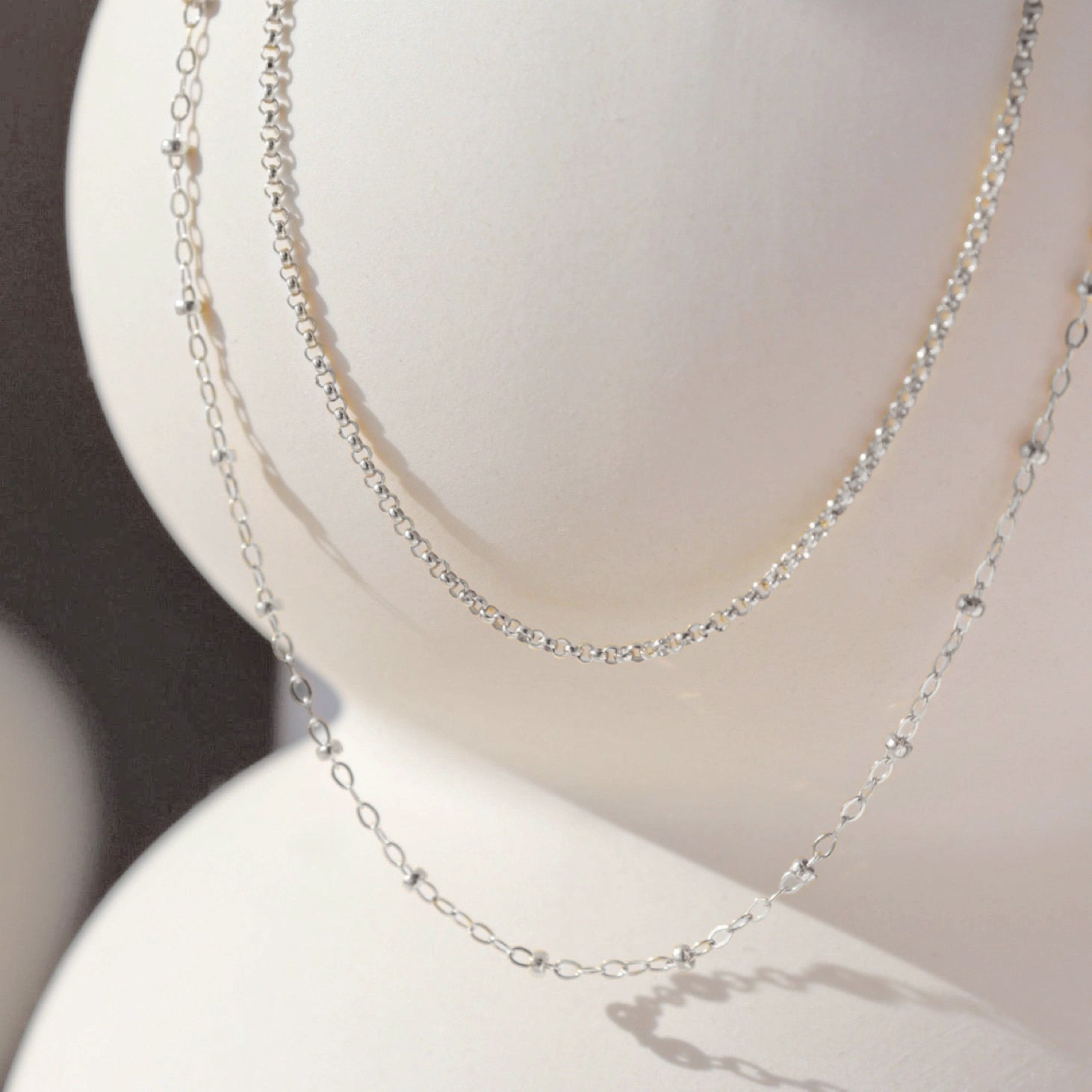 Starry Night Double Chain Necklace (Select Material) Sterling Silver