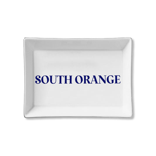 Ceramic Trinket Tray - South Orange Navy Serif