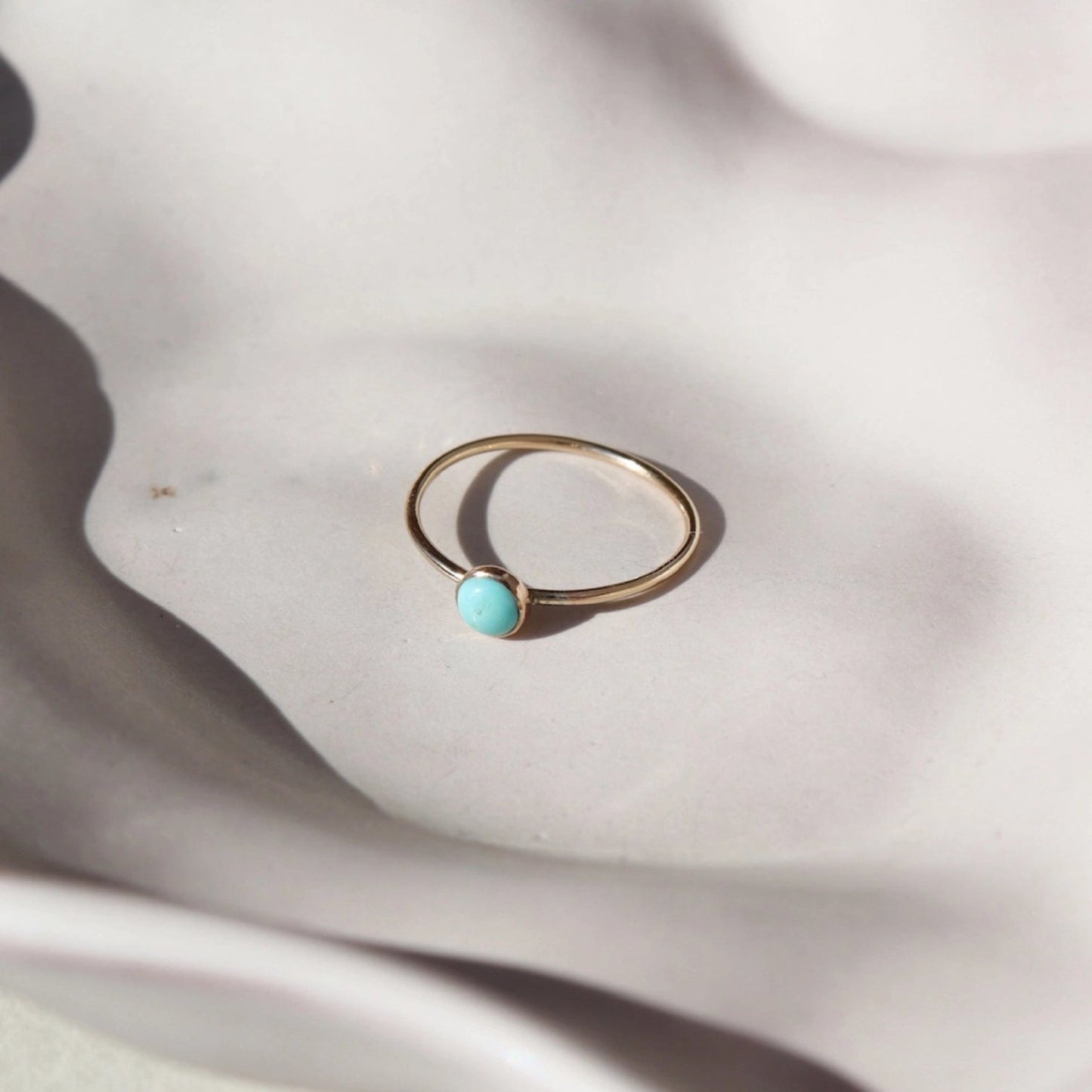 Turquoise Stacking Ring - Gold Fill