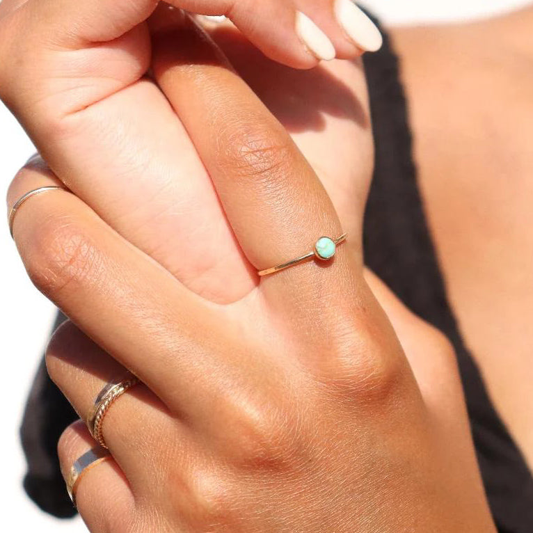 Turquoise Stacking Ring - Gold Fill