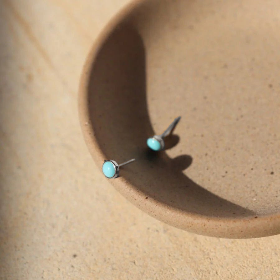Turquoise Stud Earrings - Gold Fill